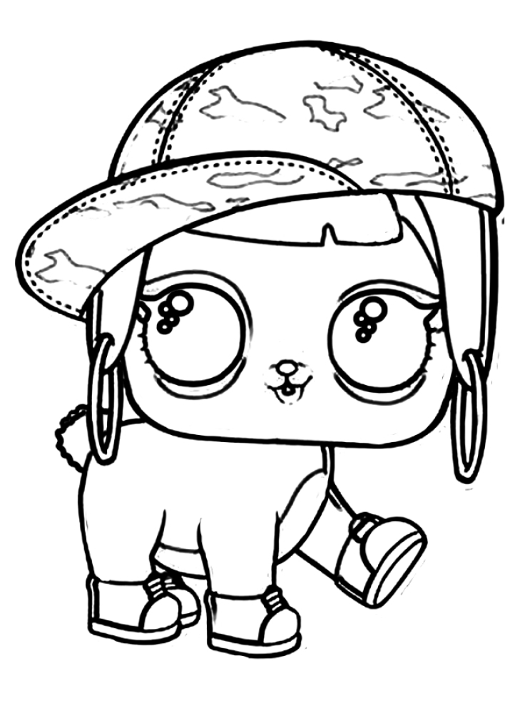 Coloring page Pet in a cap Print